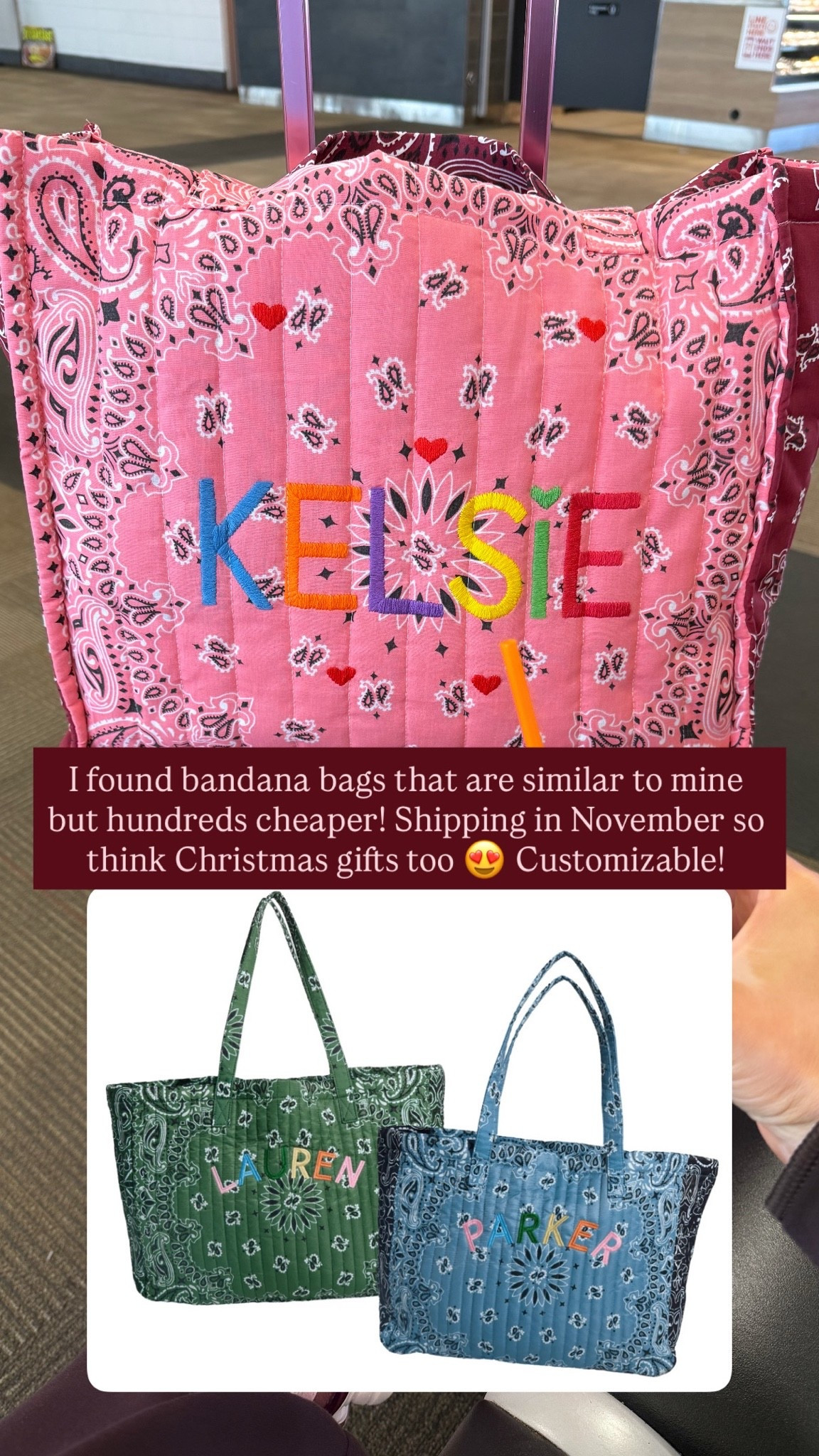 Bandana tote bag / bandana pouch / custom bandana bag / Christmas gift idea / Christmas gift idea for her / Christmas gifts for teen girls and college girls