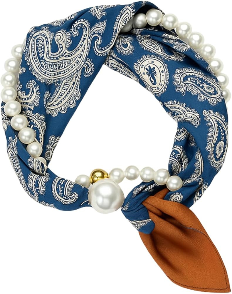 Women’s Magnetic Silk Necklace Scarf with Charm Buckle Satin Square Scarf for Neck Retro Paisle... | Amazon (US)