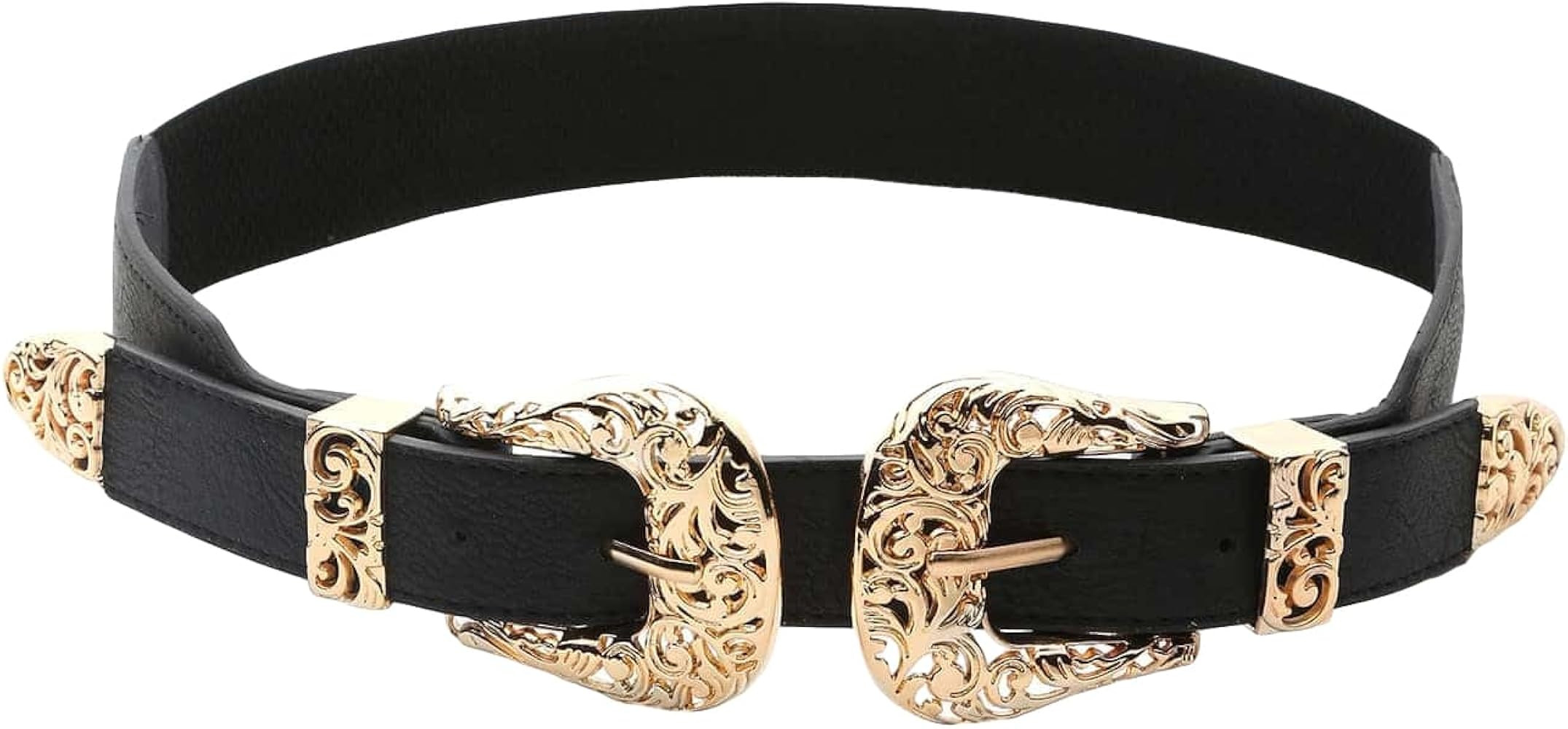 OYOANGLE Women's Vintage PU Leather Cinch Belt Buckle Waist Belts for Pants Dresses | Amazon (US)