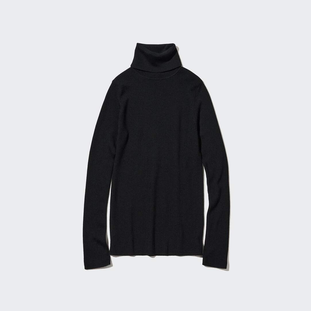 100% Extra Fine Merino Ribbed Turtleneck Jumper | Uniqlo NL