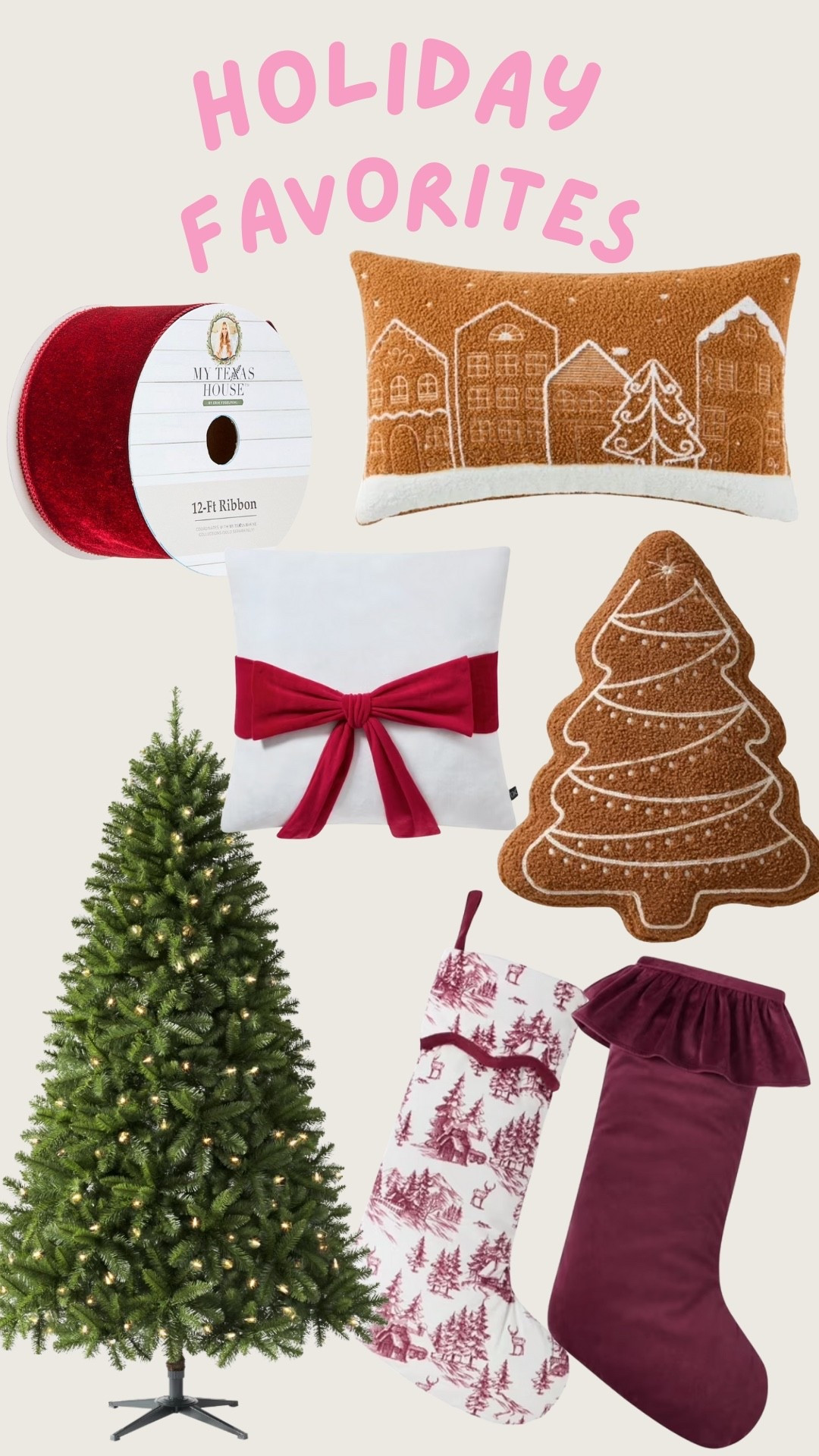 Holiday. Christmas. Gingerbread. Houses. Tree. Velvet ribbon. Faux tree. Throw pillow. Stockings  

#LTKHome #LTKHoliday #LTKSeasonal