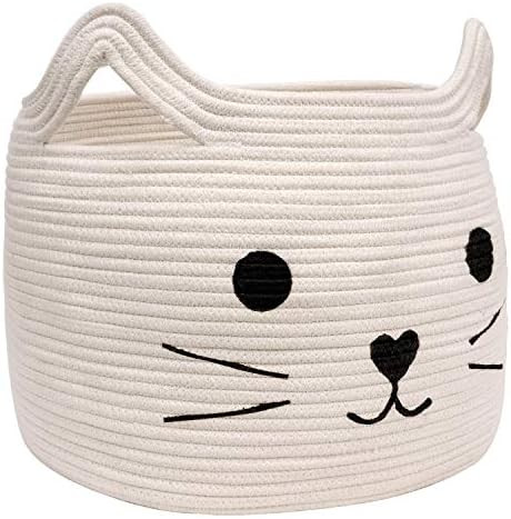HiChen Large Woven Cotton Rope Storage Basket, Laundry Basket Organizer for Towels, Blanket, Toys... | Amazon (US)