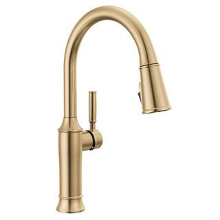 Renaldi Gold Single Handle Pull Down Sprayer Kitchen Faucet in Lumicoat Champagne Bronze | The Home Depot