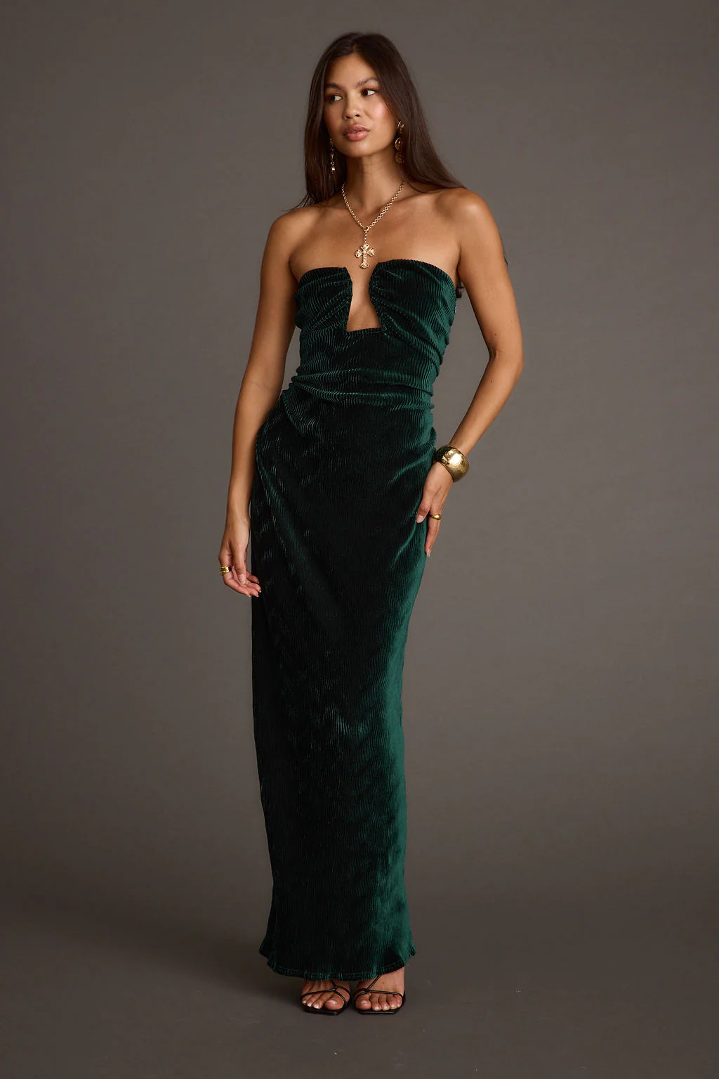 Jones Emerald Velvet Maxi Dress | 12th Tribe