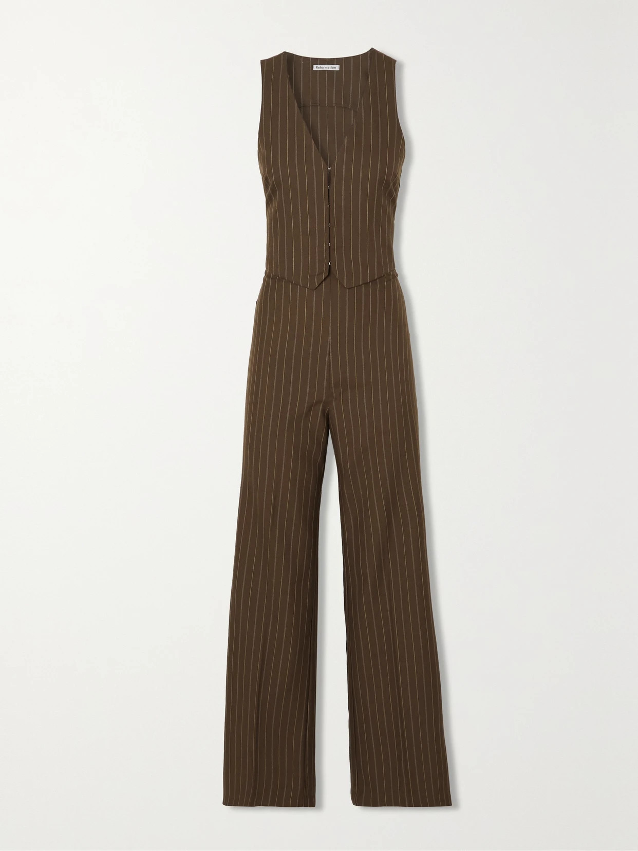 Reformation - Cohen Pinstriped Herringbone Twill Vest And Pants Set - Brown | NET-A-PORTER (UK & EU)