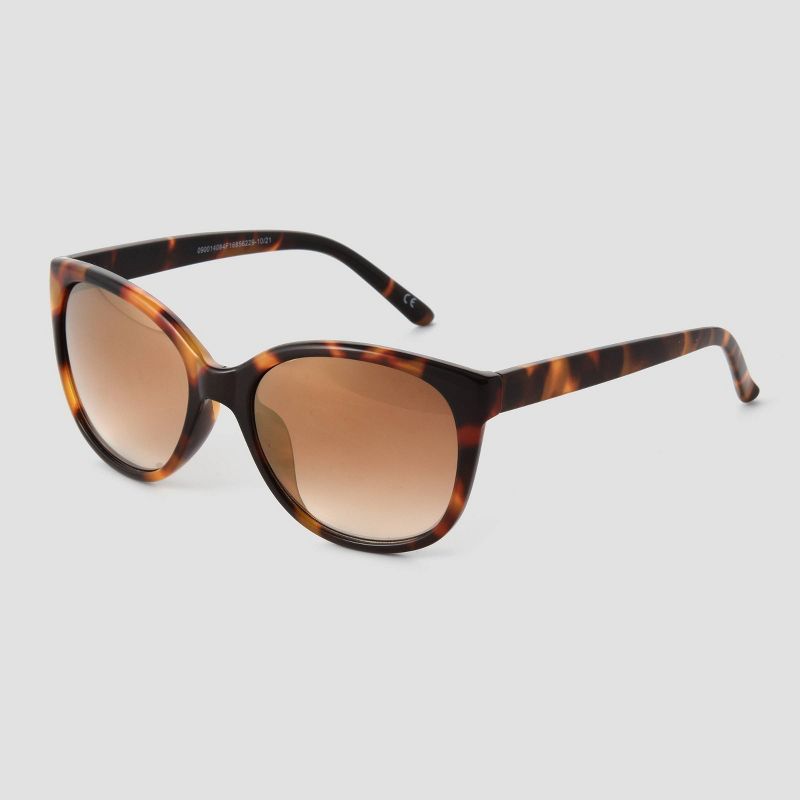 Women's Tortoise Shell Print Glossy Plastic Cateye Sunglasses - Universal Thread™ Brown | Target