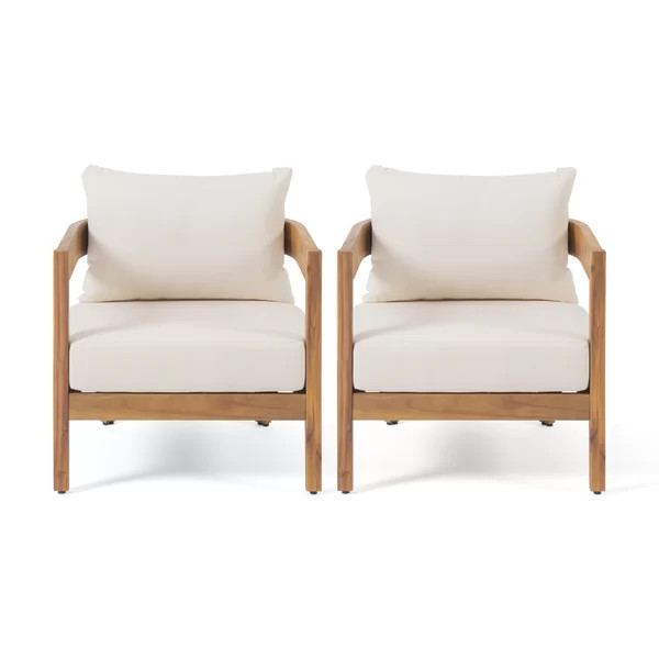 Vita Outdoor Patio Chair with Cushions (Set of 2) | Wayfair North America
