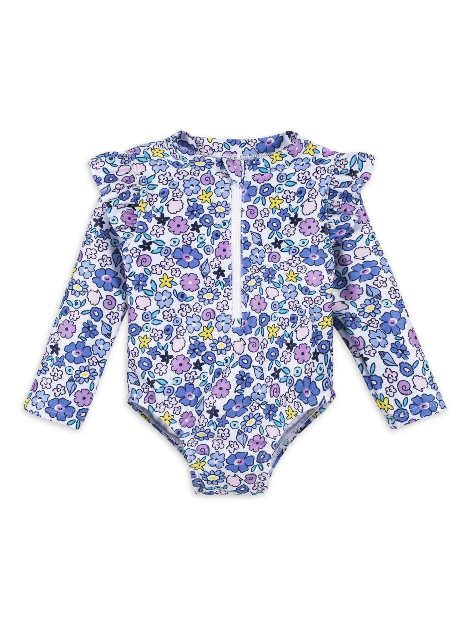 Gerber Baby & Toddler Girl One Piece Long Sleeve Swimsuit Rash Guard with UPF 50+ (0/3M - 5T) - W... | Walmart (US)