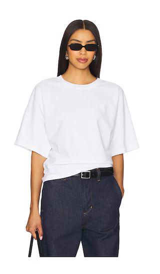 Short Sleeve Supima Curve Tee in White | Revolve Clothing (Global)