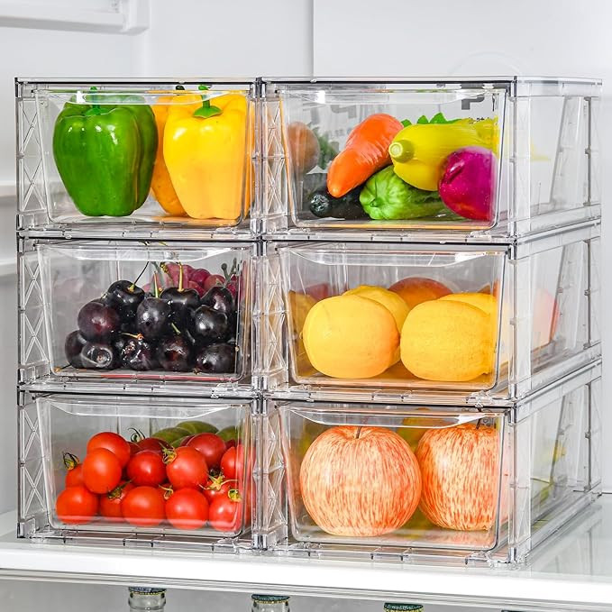 6Pack Pantry Organizers and Storage,Clear Stackable Kitchen Storage Organizer,Foods Organizer Bin... | Amazon (US)