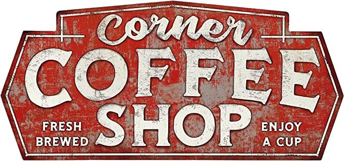 Open Road Brands Corner Coffee Shop Metal Sign - Large Vintage Coffee Wall Décor for Dining Room... | Amazon (US)