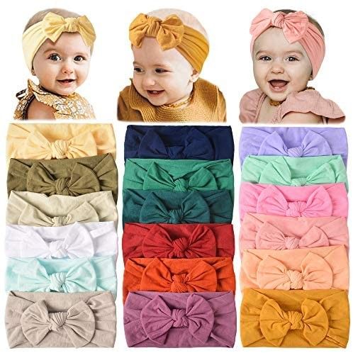18PCS Baby Nylon Headbands Hairbands Hair Bow Elastics for Baby Girls Newborn Infant Toddlers Kid... | Amazon (US)