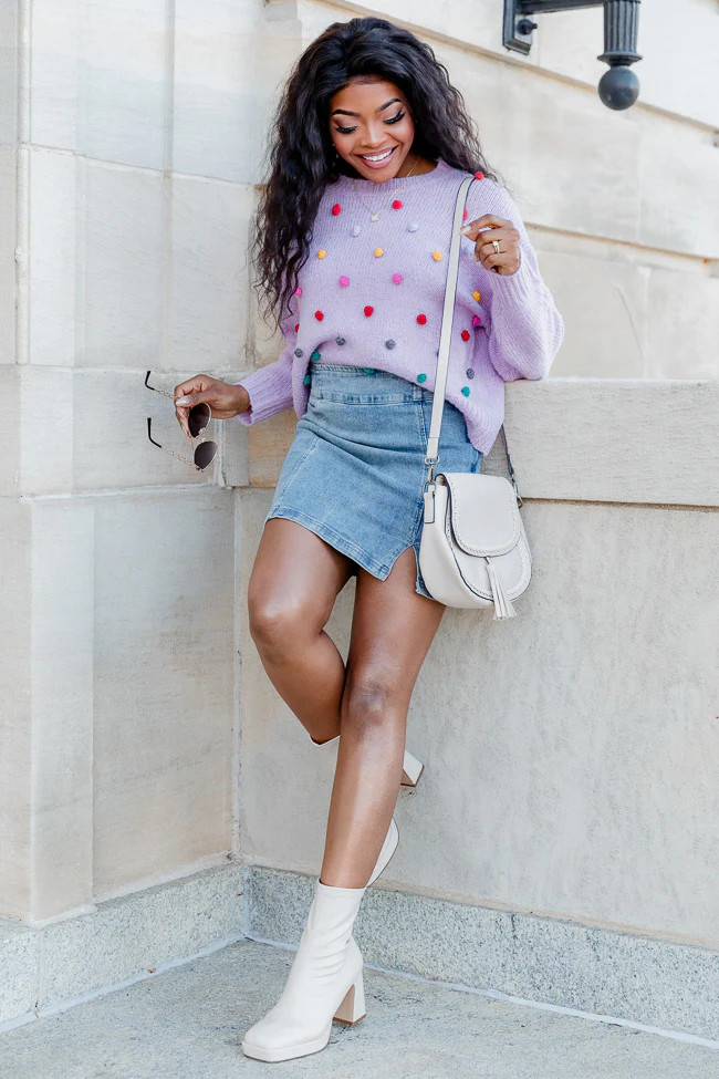 Peace and Joy Lavender Mock Neck Sweater | Pink Lily