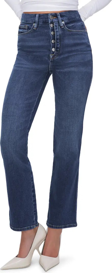 Good Curve Exposed Button High Waist Straight Leg Jeans | Nordstrom Rack