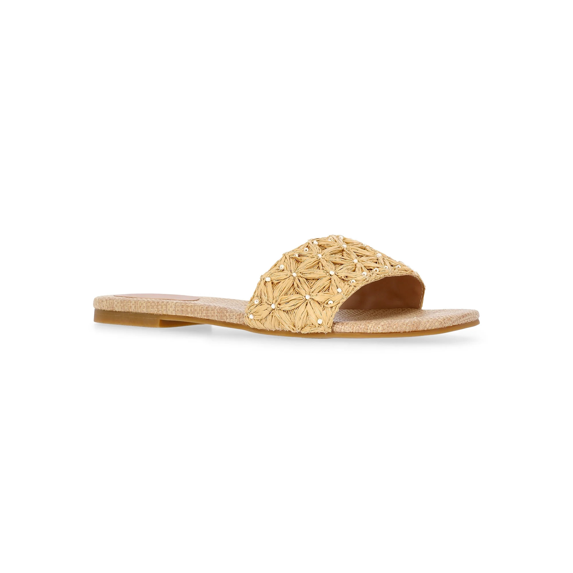 Time and Tru Women's Raffia Slide Sandals | Walmart (US)