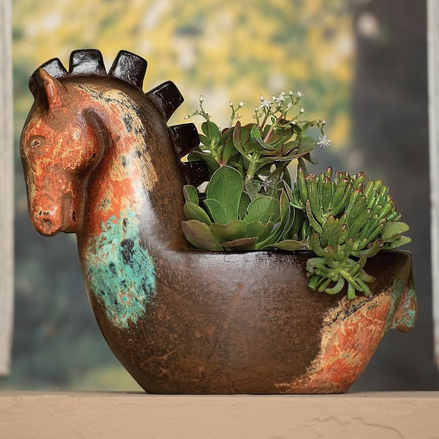BLACK FOREST DECOR Santa Fe Clay Horse Planter – Rustic Southwest Accent Piece – 15.5" W x 12... | Amazon (US)