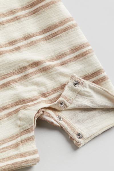 Cotton Romper Suit - Cream/beige striped - Kids | H&M US | H&M (US + CA)