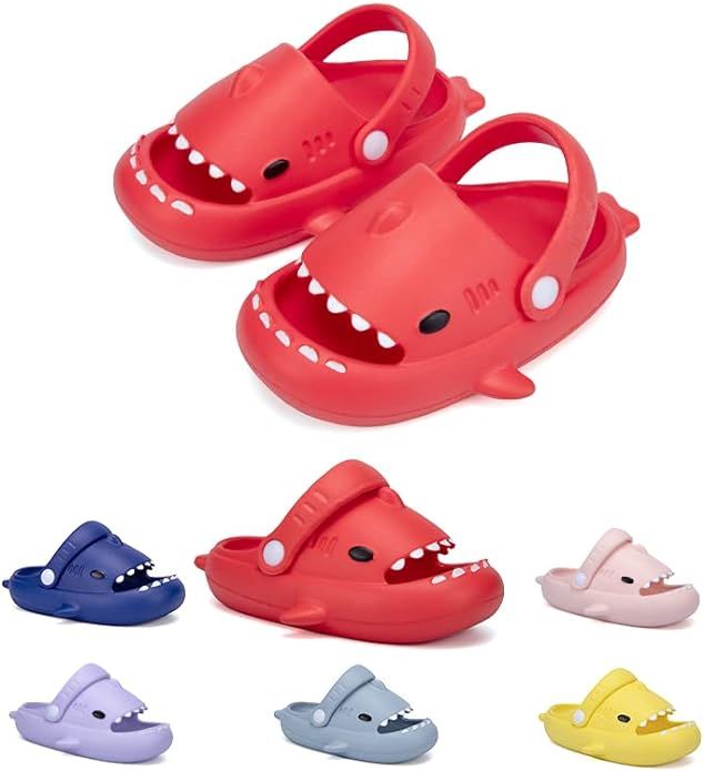 KALAKIDS Kid's Cute Garden Shoes Cartoon Shark Clogs Toddler Sandals Boys Girls Slide Non-Slip Ou... | Amazon (US)