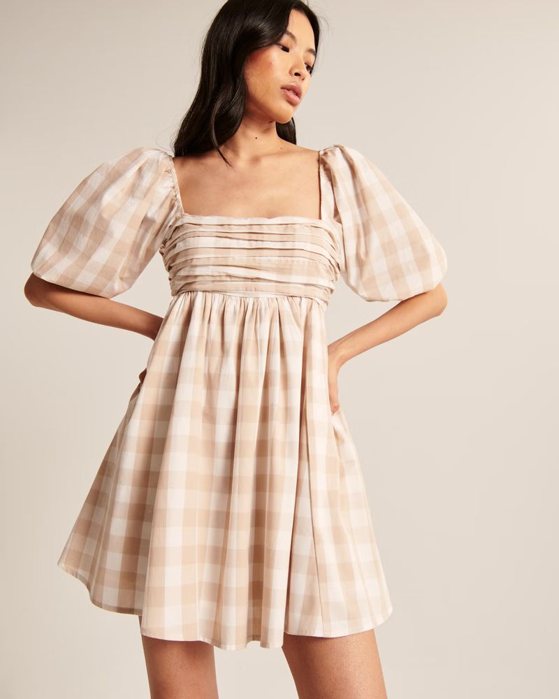 Women's Ruched Bodice Puff Sleeve Mini Dress | Women's | Abercrombie.com | Abercrombie & Fitch (US)