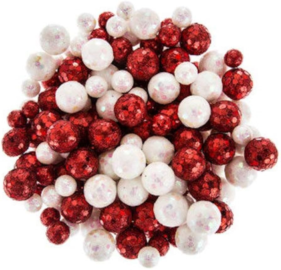 Red & White Glitter Balls Filler Valentines Home School DIY Craft Porjects | Amazon (US)