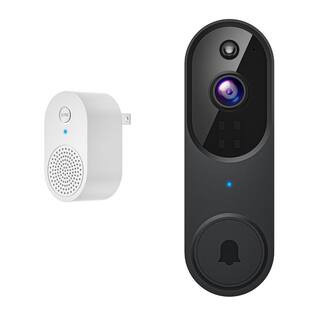 Wireless Hardwired Battery Operated Doorbell Camera wih Chime Night Vision Motion Detection Cloud And 2-Way Black | The Home Depot