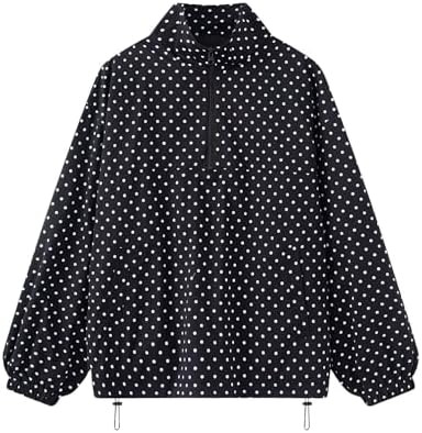 Chevara Women's Polka Dot Half Zip Jacket Oversized Long Sleeve Stand Collar Drawstring Sweatshir... | Amazon (US)