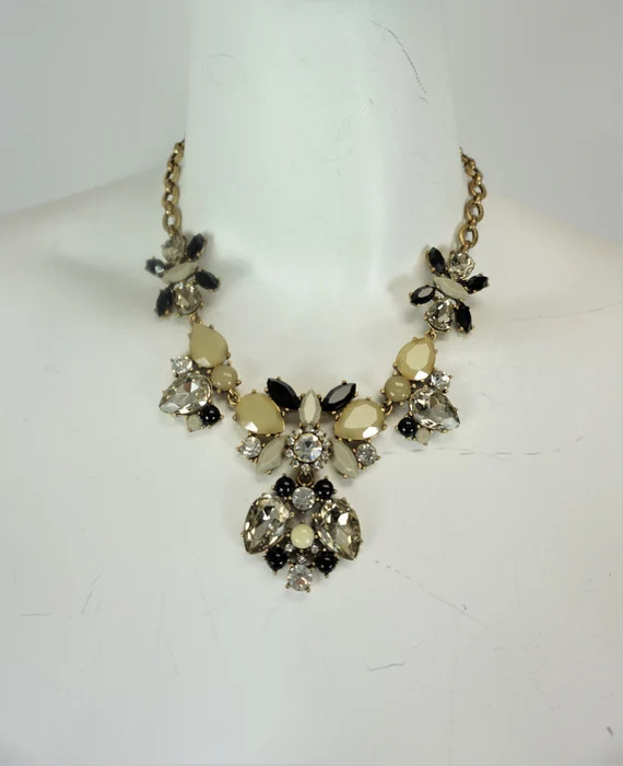 J. Crew Black Gold And Tan Statement Necklace | Etsy | Etsy (US)