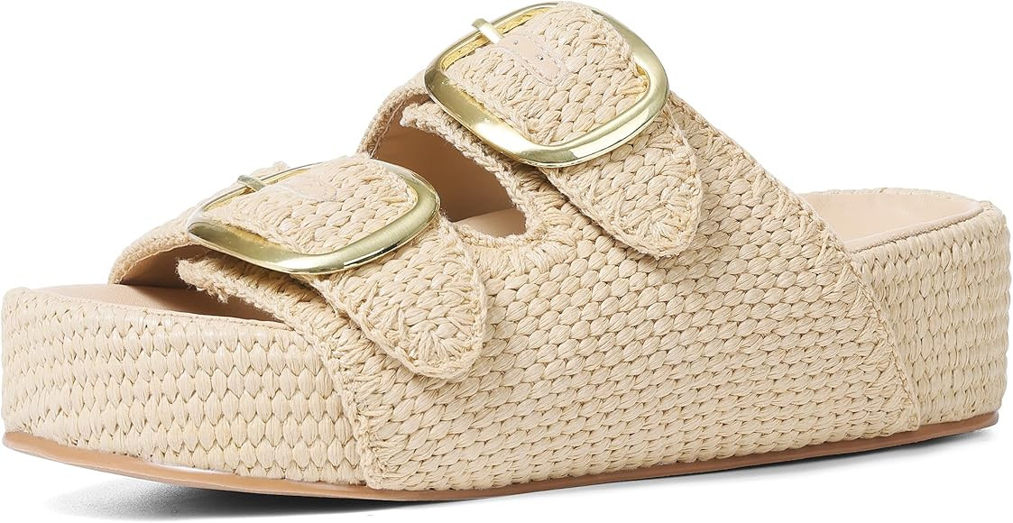 AMINUGAL Flat Sandals for Women Dressy Summer Raffia Platform Sandals Women Beach Platform Slides... | Amazon (US)