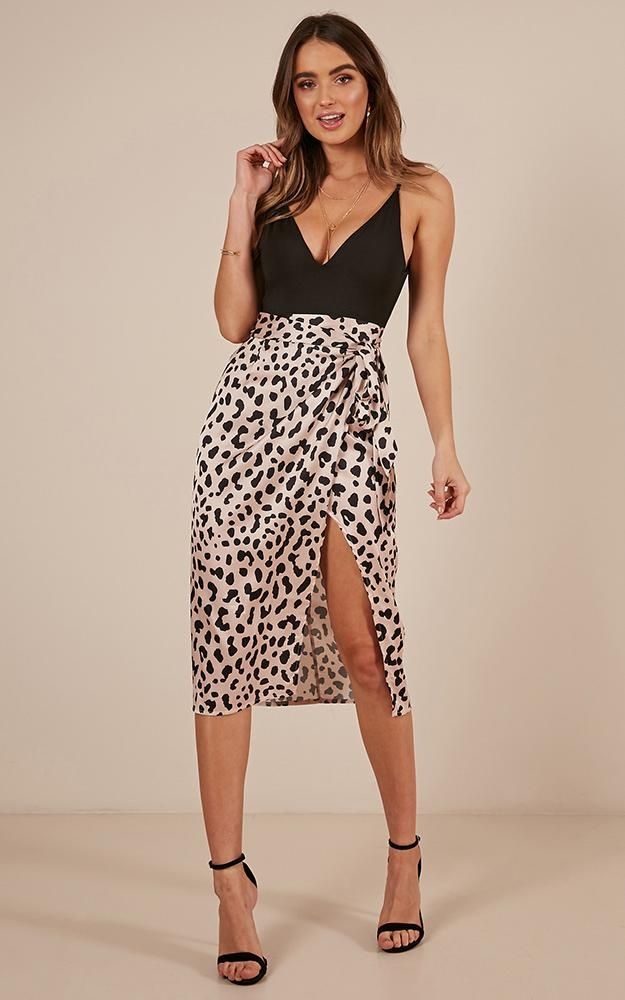 Madame Bovary Midi Skirt In Leopard Print Satin | Showpo - deactived