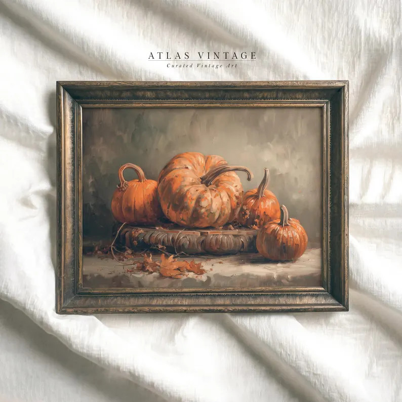 Vintage Halloween Pumpkin Print | Rustic Fall Printable Wall Art | Moody Autumn Cottagecore Decor... | Etsy (US)