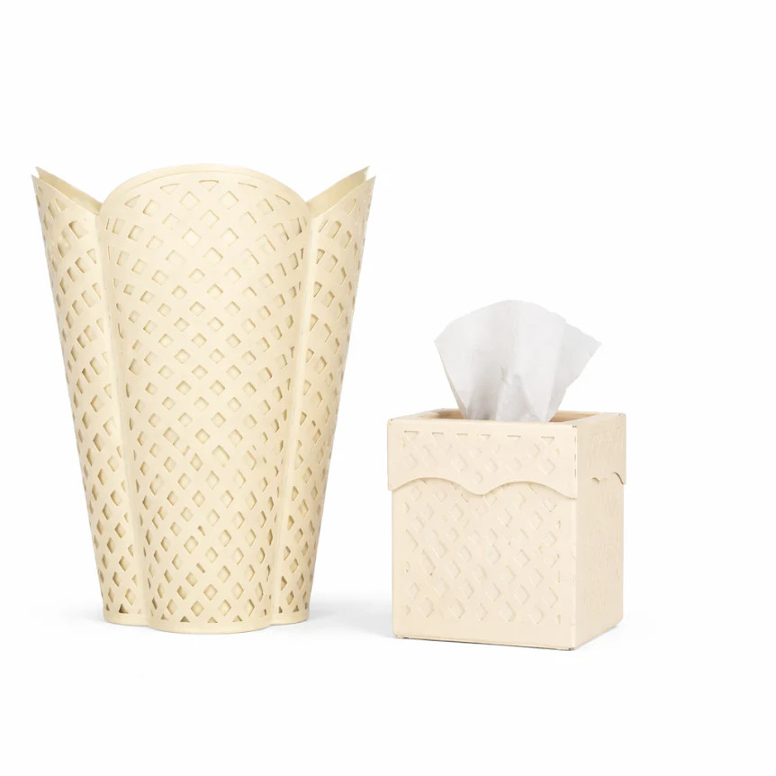 Cream Lattice Wastepaper Basket & Tissue (3 Options) | The Enchanted Home