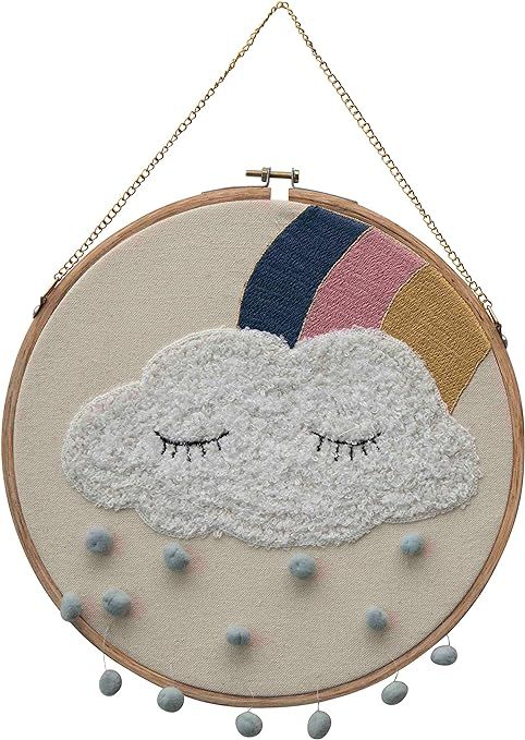 Creative Co-Op 10" Round Cloud & Rainbow Cotton Blend Embroidery Hoop Wall Hanging, Multicolor | Amazon (US)