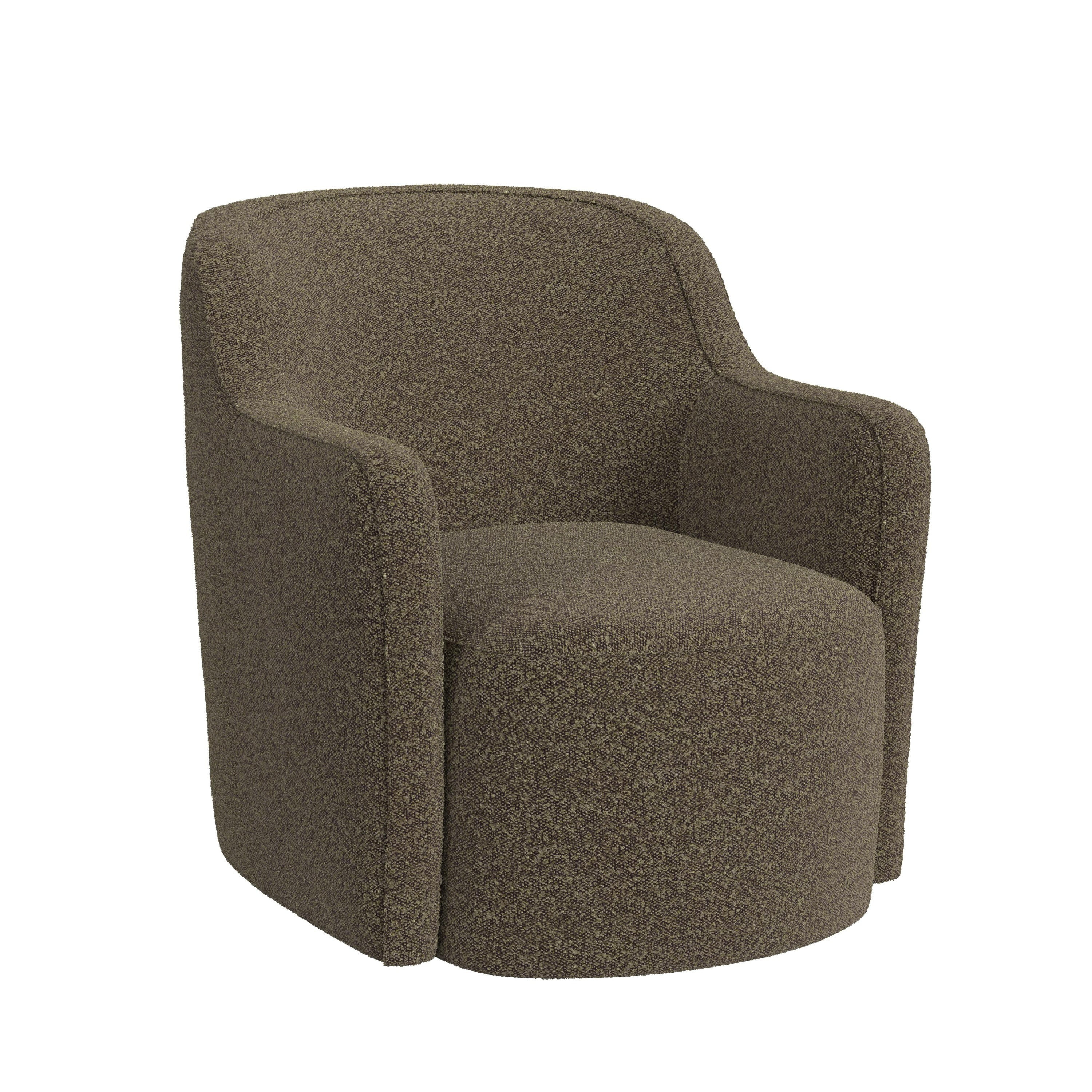 Kopi Swivel Accent Club Chair, Dark Brown Boucle, Curved Backrest | Walmart (US)