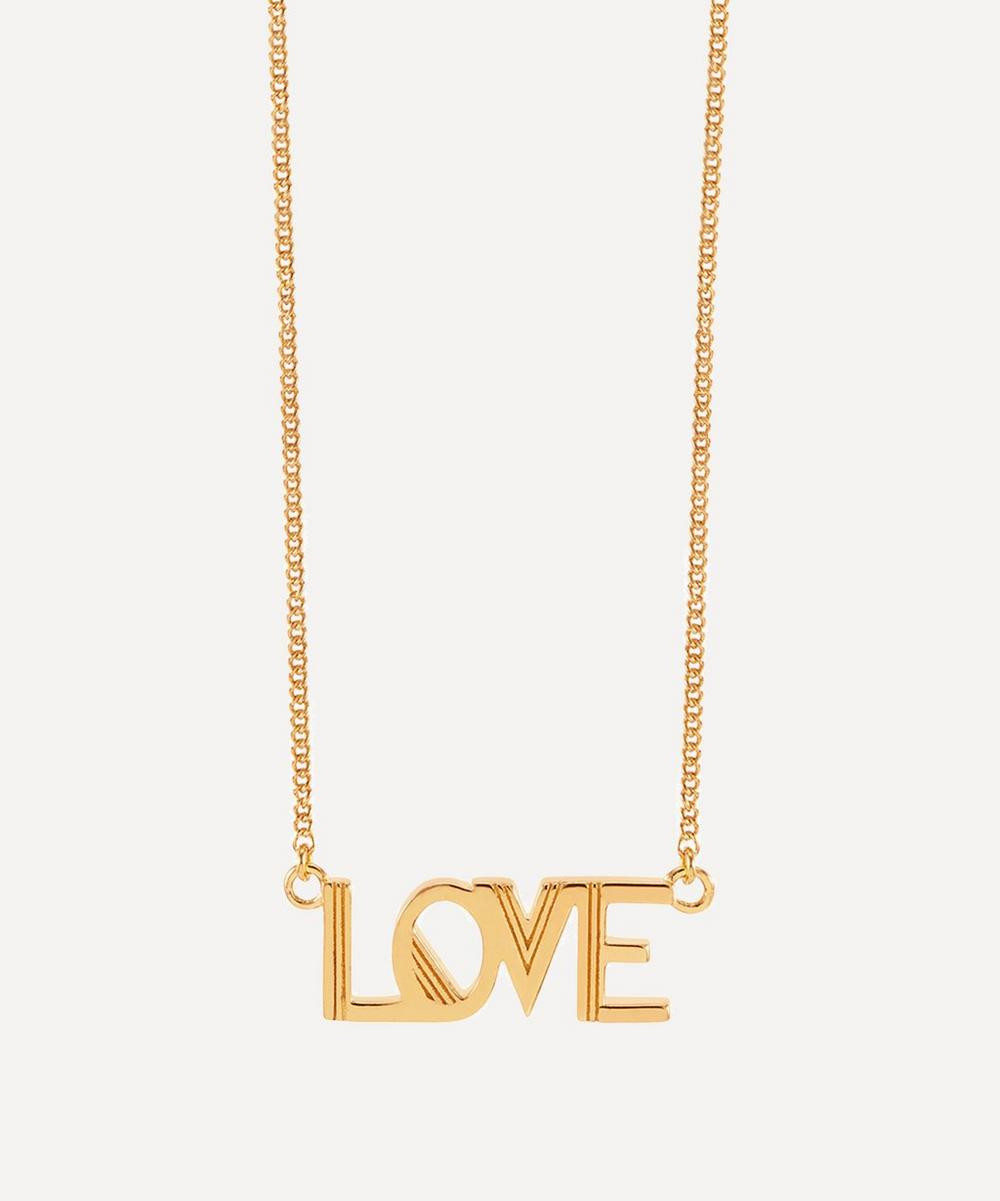 Rachel Jackson 22ct Gold-Plated Art Deco Love Pendant Necklace | Liberty London (UK)