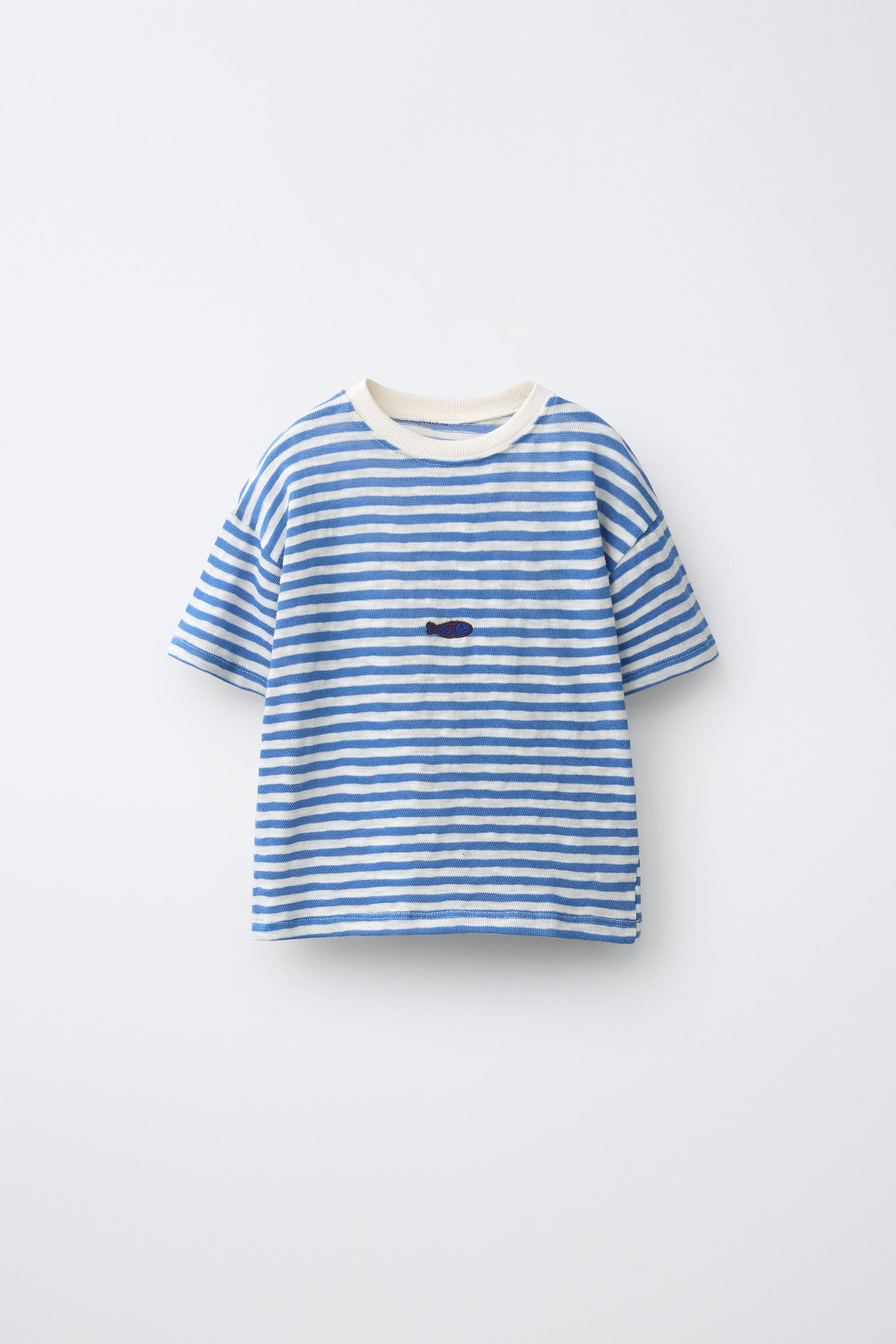 EMBROIDERED FISH STRIPED T-SHIRT | Zara US