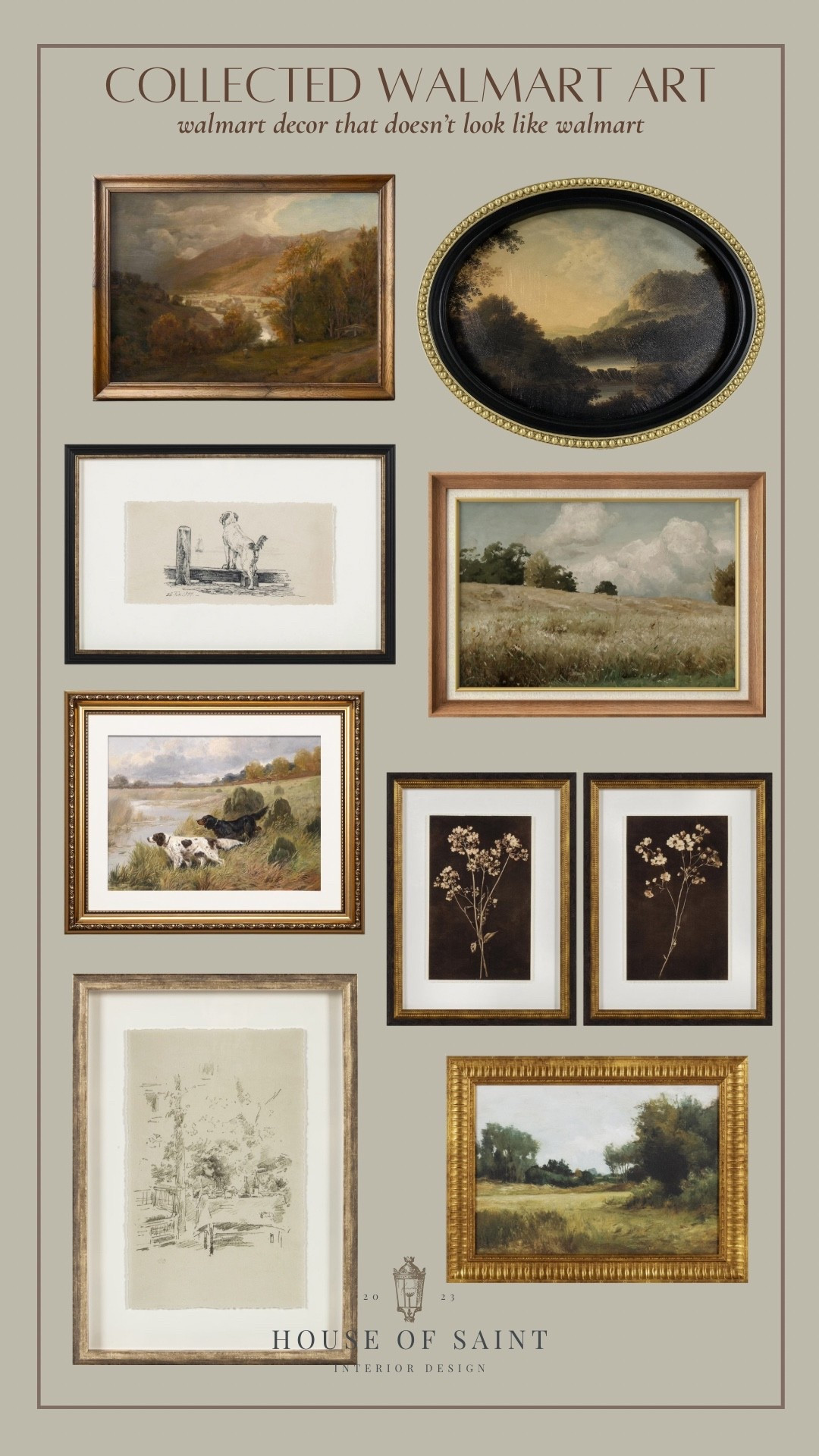 Collected Walmart art that doesn’t look like Walmart.

These vintage-inspired landscapes + botanical studies have that layered, English-country feel — without the antique-store price tag. Think warm neutrals, ornate frames, heirloom energy.

Linking all my favorites for creating a collected gallery wall on a budget.

#LTKHome