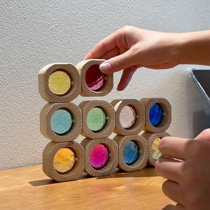 20PCS Wooden Gem Blocks Stacking Toys,Colorful Acrylic Windows Blocks, Rainbow Crystal Acrylic Bu... | Amazon (US)