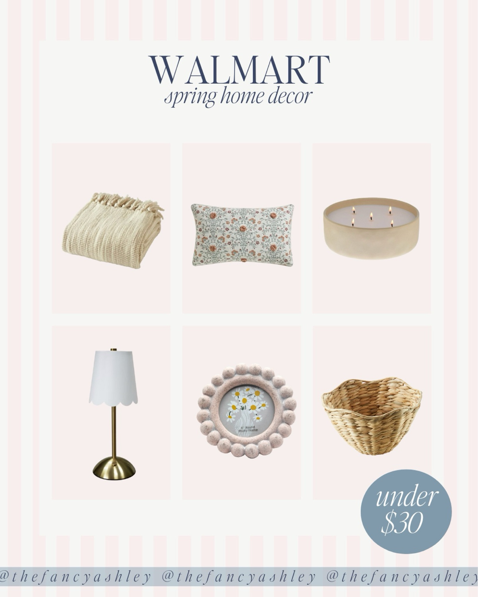 Spring home refresh = officially happening! These Walmart home decor finds are TOO cute. Love the scalloped lamp. Woven basket is perfection. How darling is the floral pillow? Obsessed. 

#LTKSeasonal #LTKFindsUnder50 #LTKHome