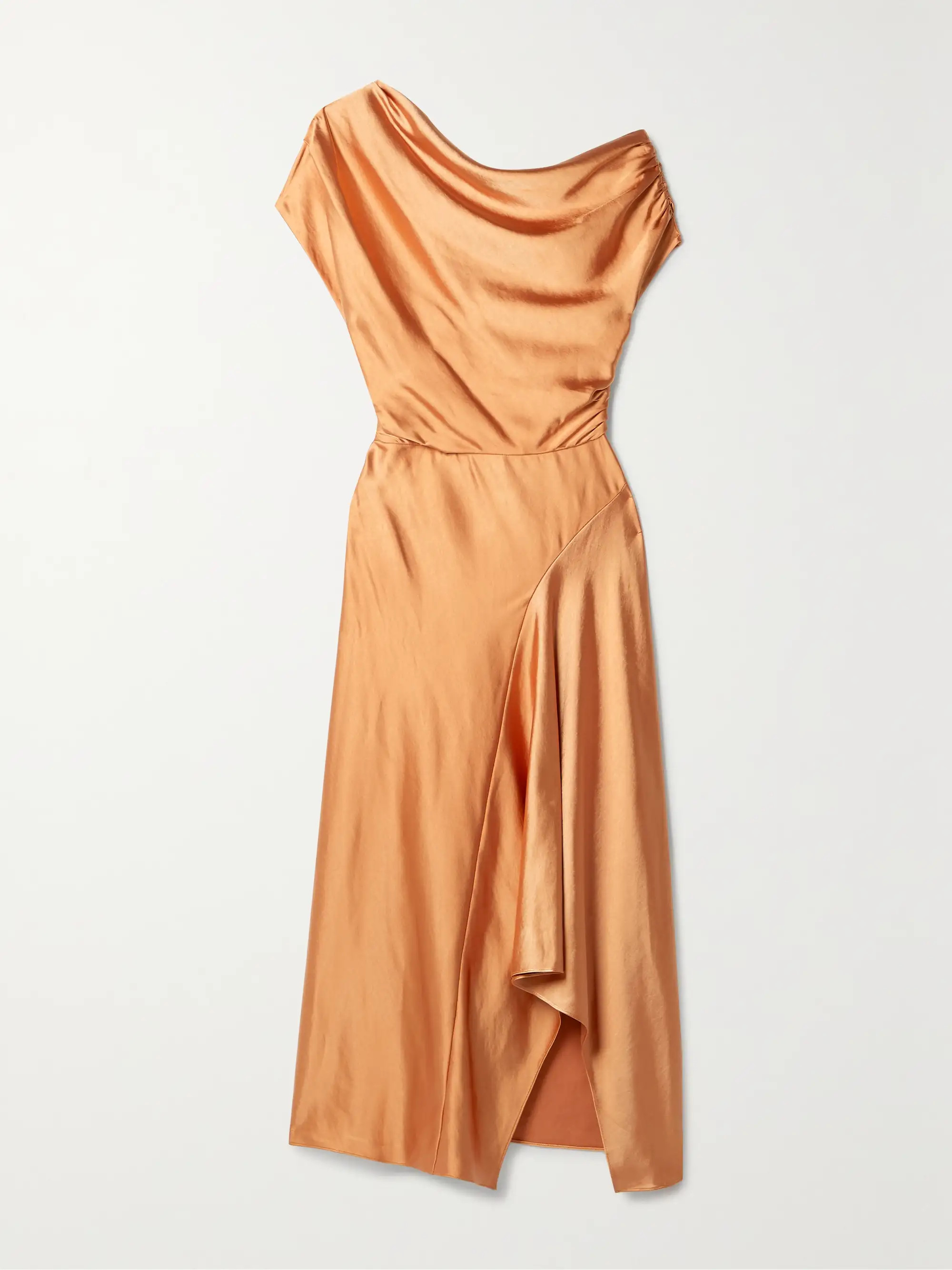 Jasmine draped pintucked hammered-satin midi dress | NET-A-PORTER (US)