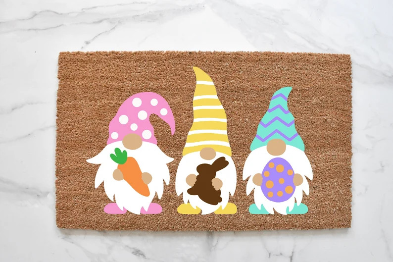 Easter Gnome Doormat, Easter Doormat, Cute Doormat, Easter Decor, Gnome Doormat, Welcome Mat, Out... | Etsy (US)