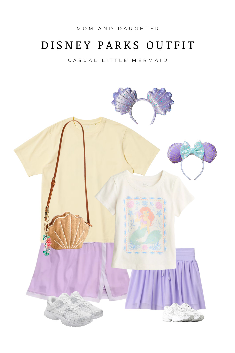  

 Mom and daughter Little Mermaid Disney parks outfit idea featuring soft pastel purple sets, Ariel graphic tee, shell crossbody bag, and comfortable sneakers. Perfect for Magic Kingdom, EPCOT, or a Disney vacation day with matching family style.

#LTKootd #LTKTravel #LTKKids