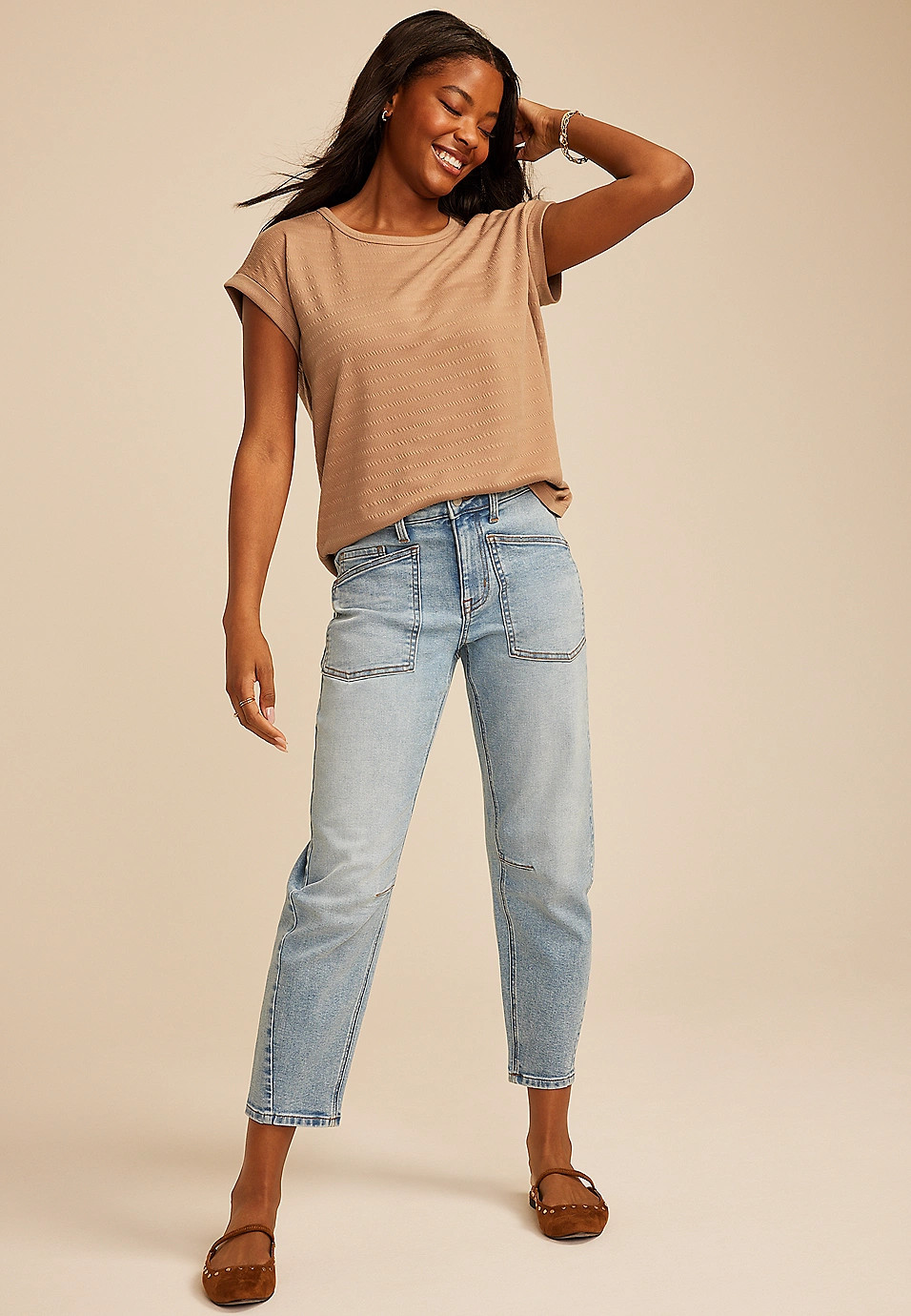 24/7 Textured Clara Tee | Maurices