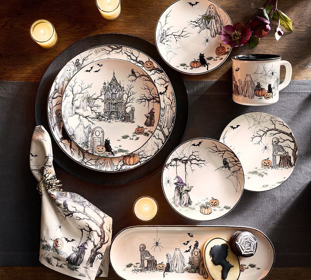 Midnight Manor Stoneware Dinner Plates - Set of 4 | Pottery Barn (US)