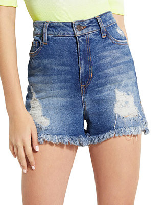 Claudia High-Rise Frayed Denim Shorts | Macys (US)