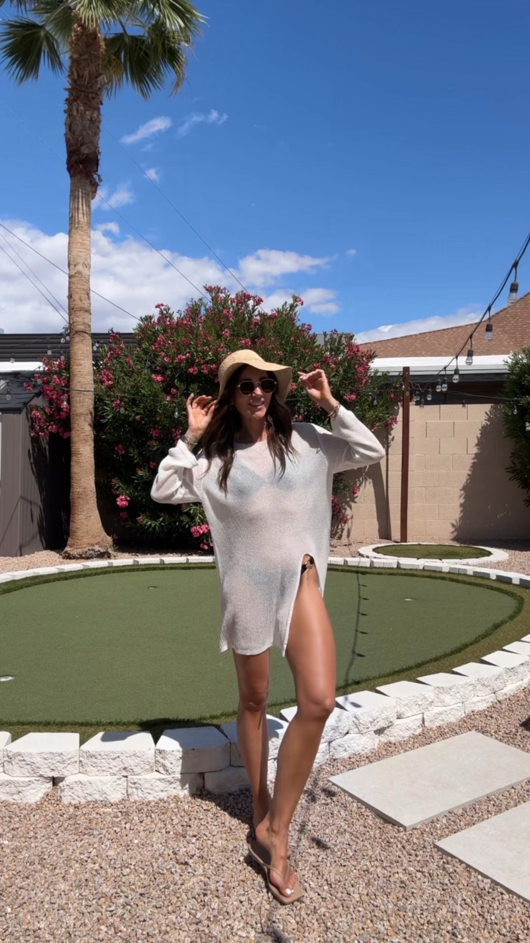 Pool day / beach day : this Amazon coverup looks high end . Perfect length and so light . Swimsuit fits tts and sandals have a fun square toe box 

#LTKShoeCrush #LTKSwim #LTKFindsUnder50