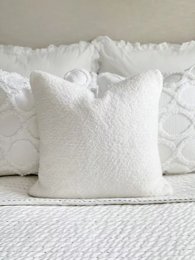 My Texas House Nora 20" x 20" Farmhouse White Textured Chenille Square Decorative Pillow Cover (1... | Walmart (US)