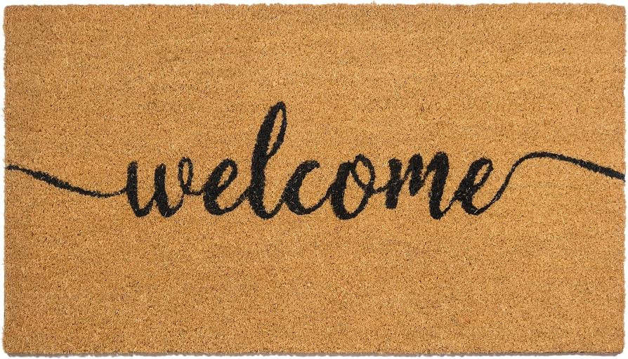 Welcome Mat 30x17 Inch Script, Front Door Coir Doormat Porch Covered Area | Amazon (US)