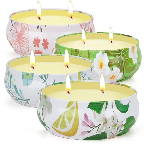 Citronella Candles Outdoor, 4 Pack Soy Wax Lemongrass Candles, Decorative Jar Scented Candle for Patio Garden Backyard Camping Summer, 240 Hours Burning Time | Amazon (US)