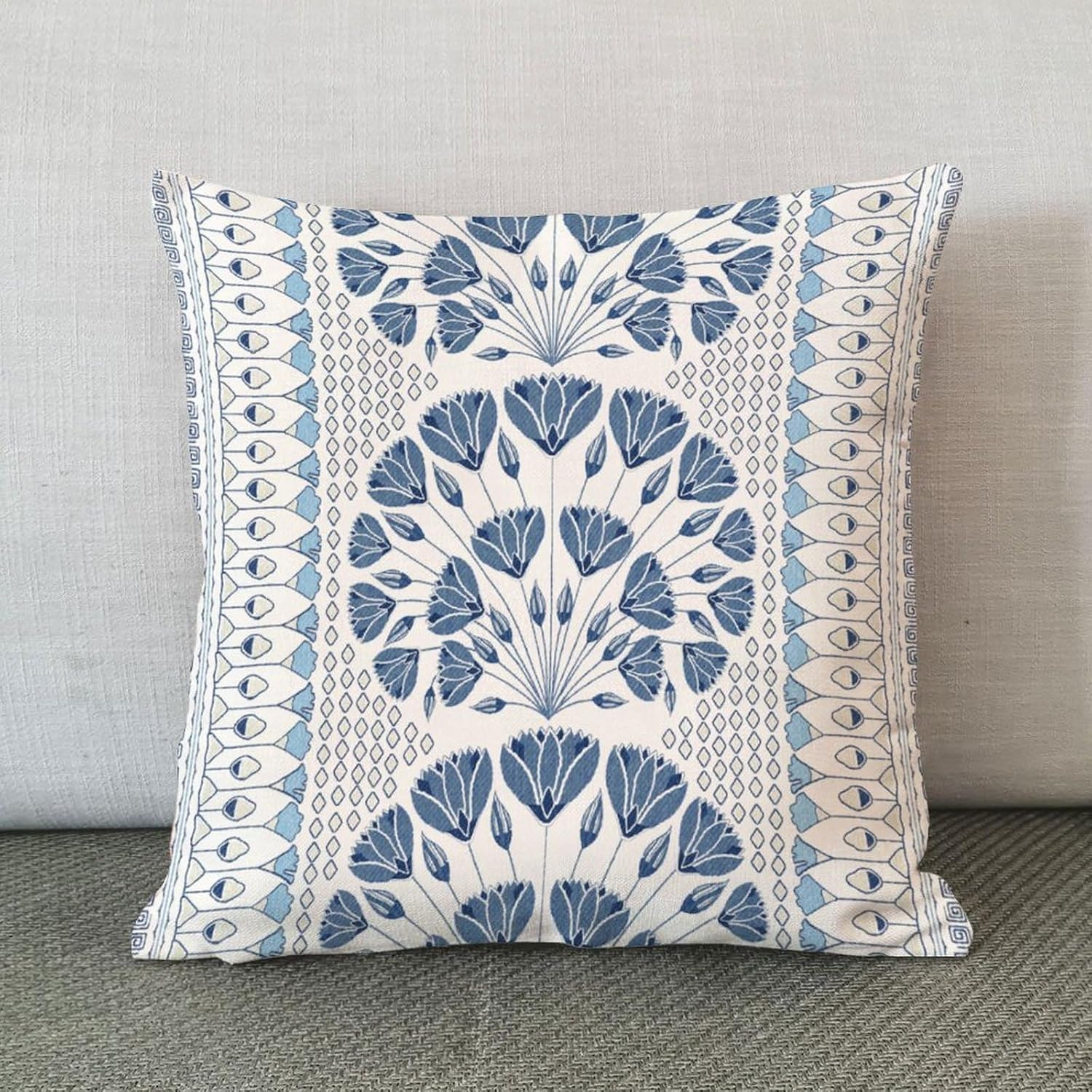 MangGou Blue and Rice White Cairo Floral French Chinoiserie Style Pillow Case Euro Sham Pillow Co... | Amazon (US)