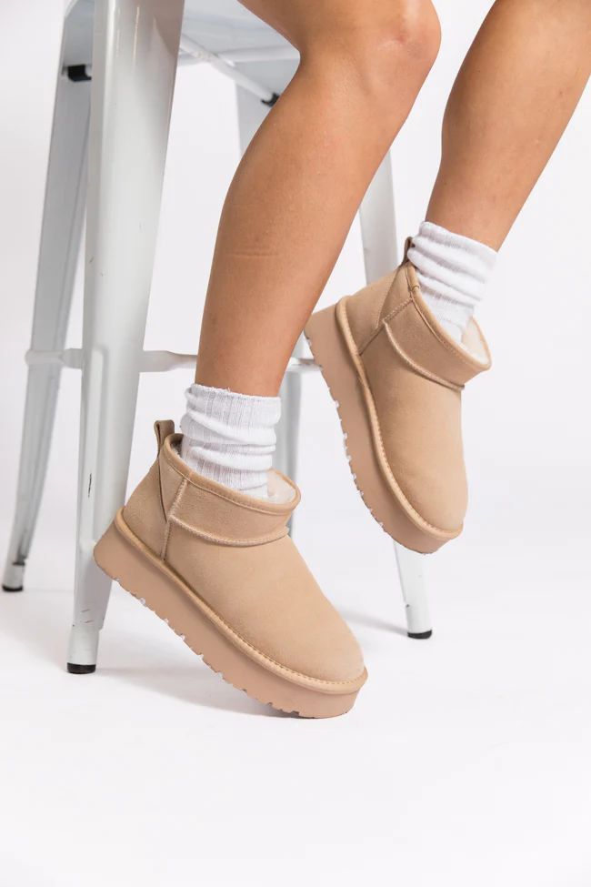 Georgia Light Beige Platform Mini Boot | Pink Lily